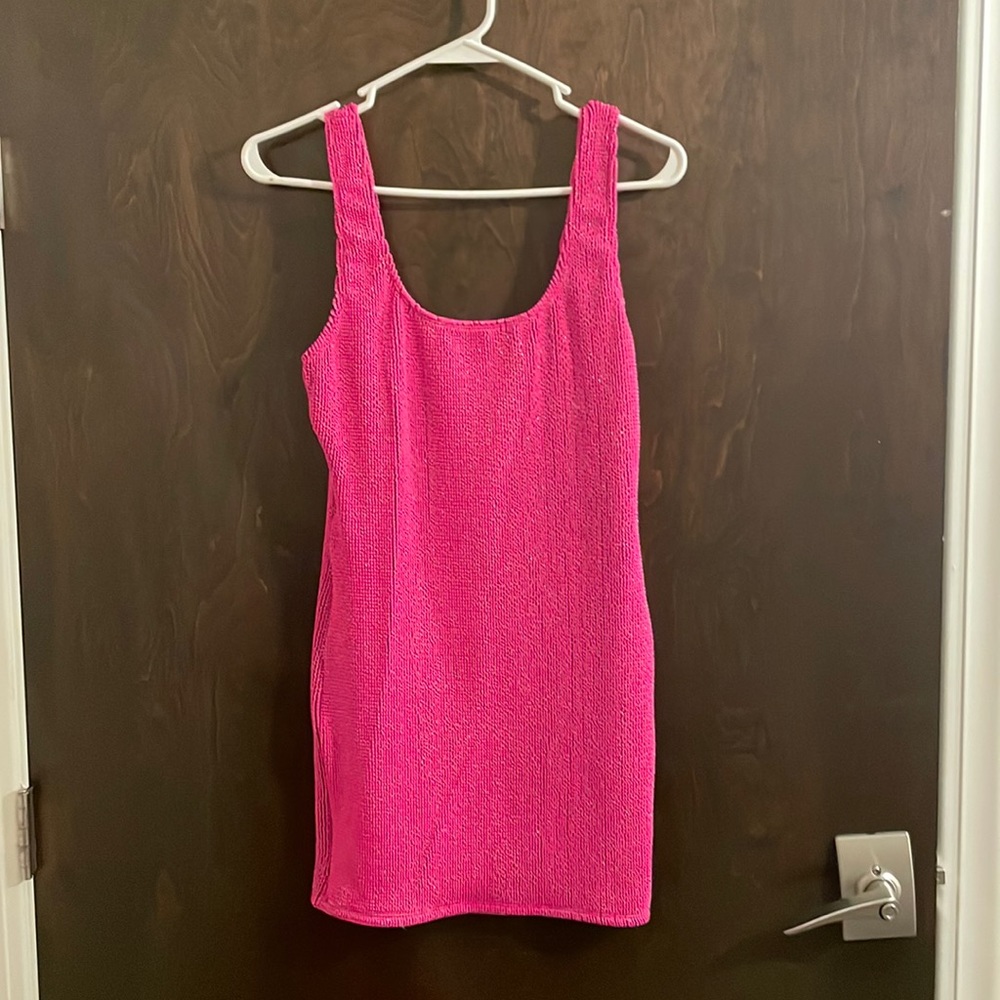 Good American Pink Popcorn Mini Dress